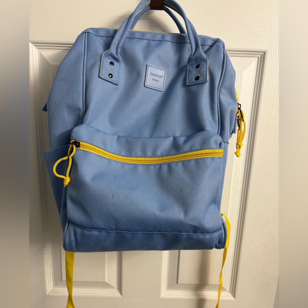 💋Kah&Kee Polyester Travel Backpack, Baby blue/yellow